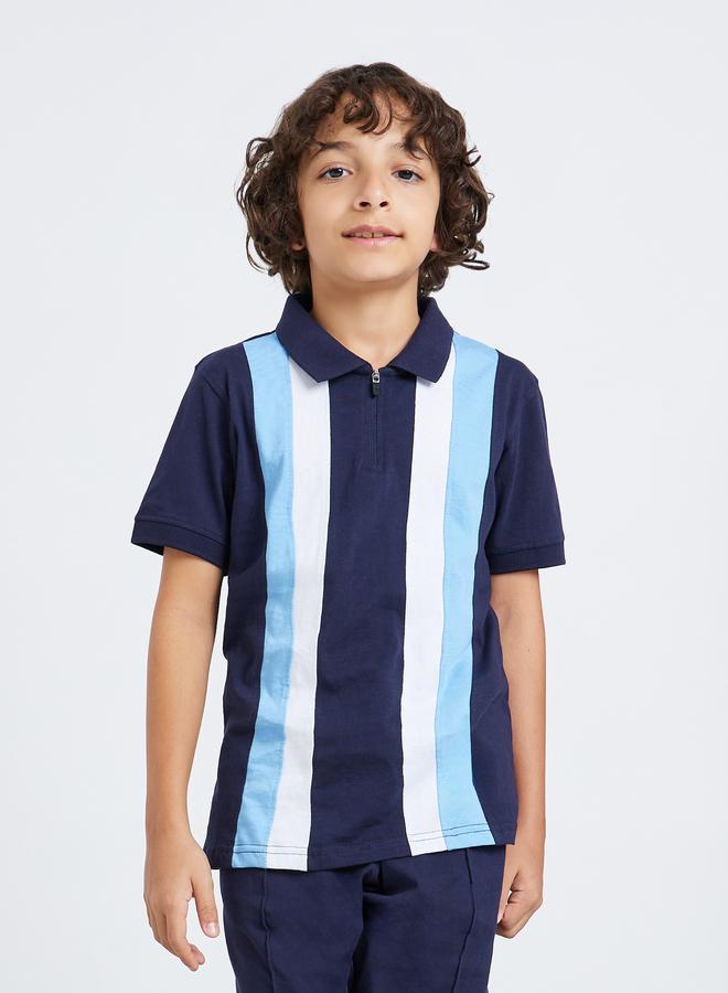 Styli Boys Navy Color Block Polo T-Shirt and Shorts Set - Image 3